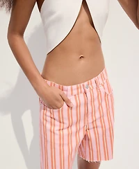 Mango Women's Straight-Fit Striped Bermuda Shorts
