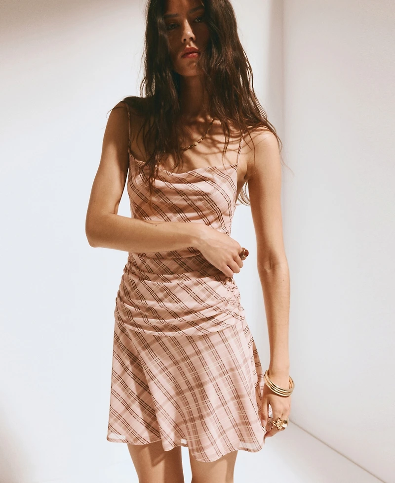 Mango Women's Gathered Checked Dress