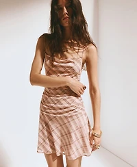 Mango Women's Gathered Checked Dress