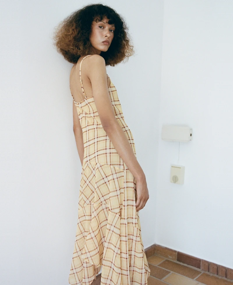 Mango Women's Check Asymmetrical Dress