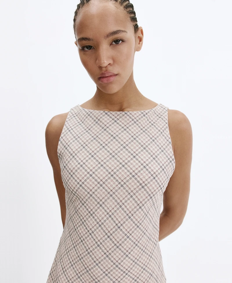 Mango Women's Back Detail Checkered Dress