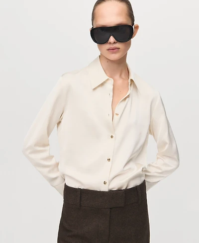 Mango Women's Satin Finish Flowy Shirt