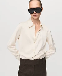 Mango Women's Satin Finish Flowy Shirt