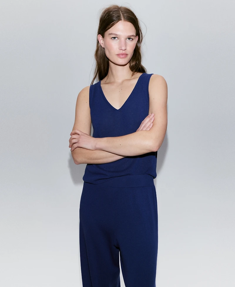 Mango Women's V-Neck Knit Top