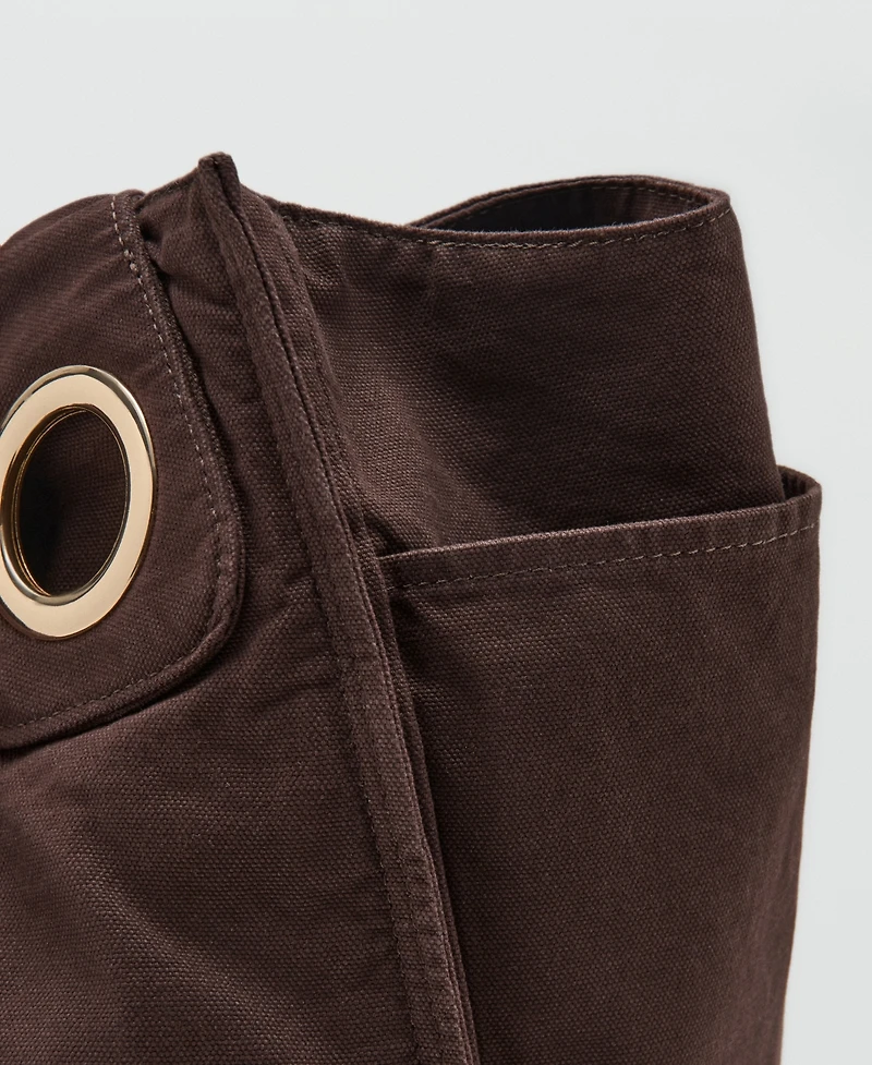 Mango Women's Eyelets Canvas Bag