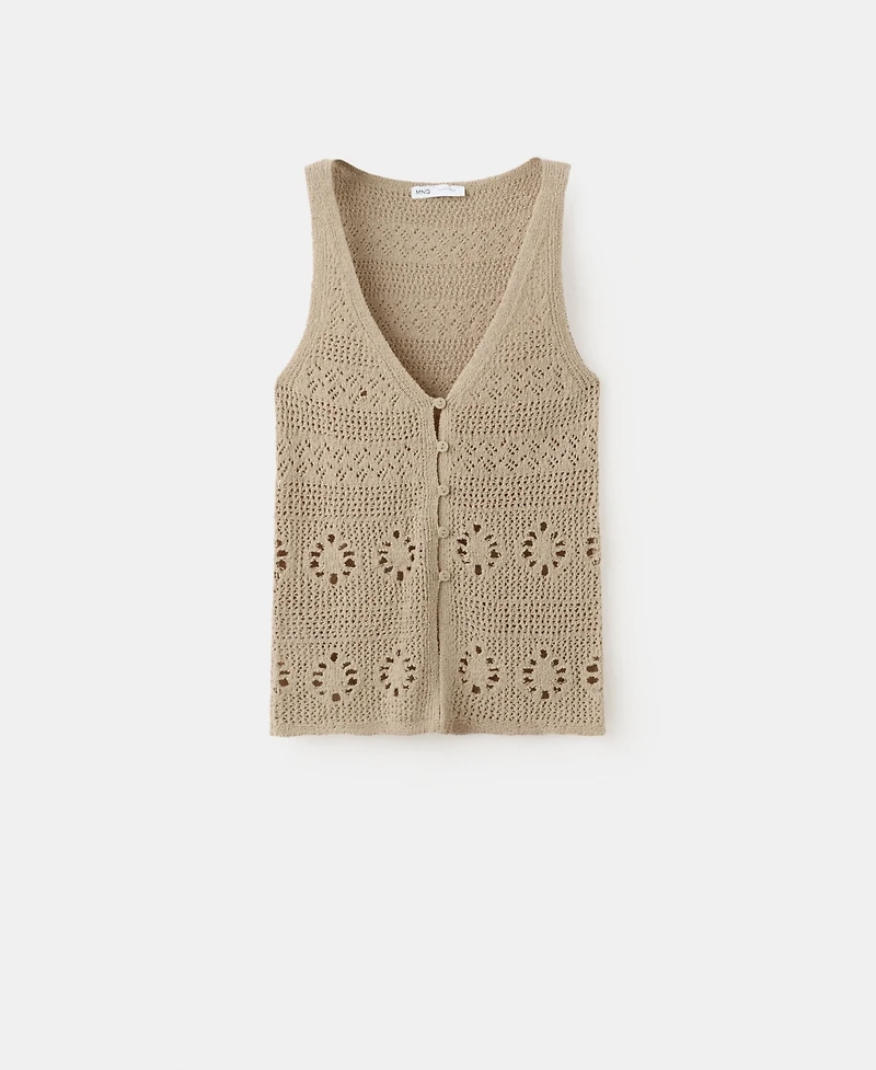 Mango Women's Buttons Crocheted Vest