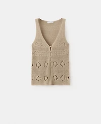 Mango Women's Buttons Crocheted Vest