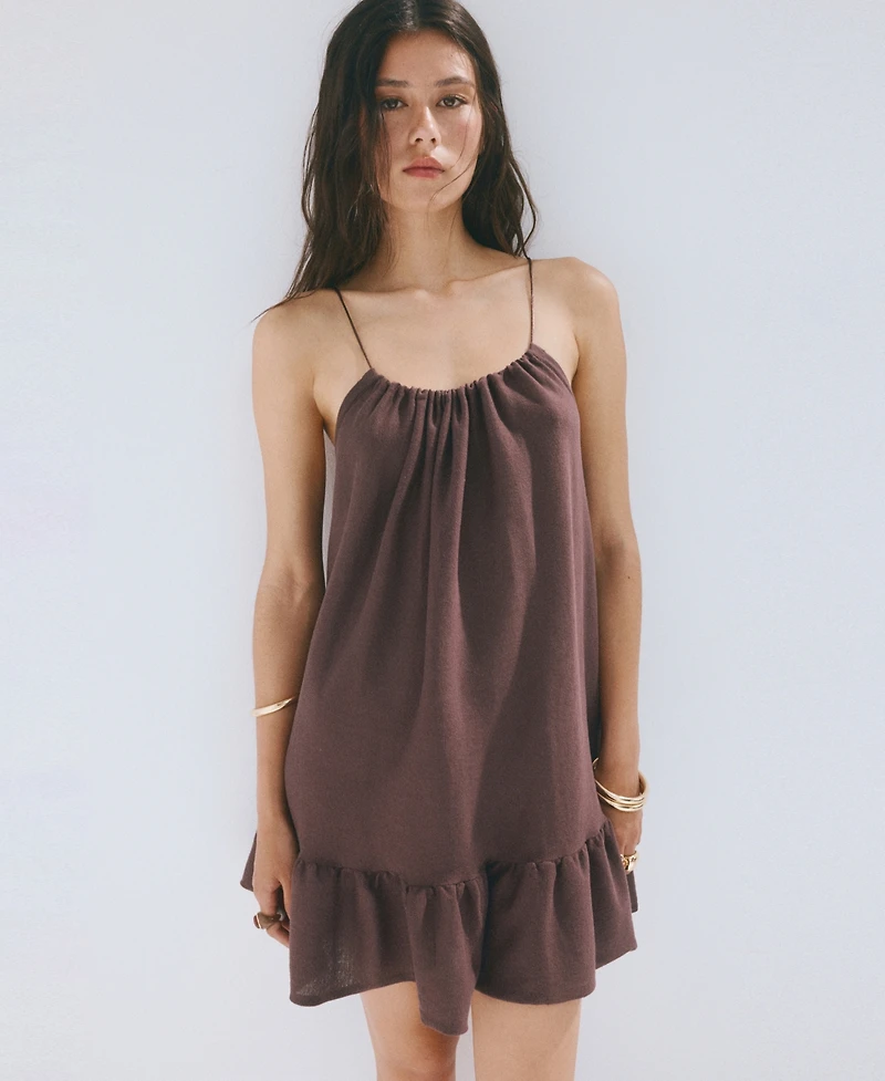 Mango Women's Gathered Neckline Knit Dress