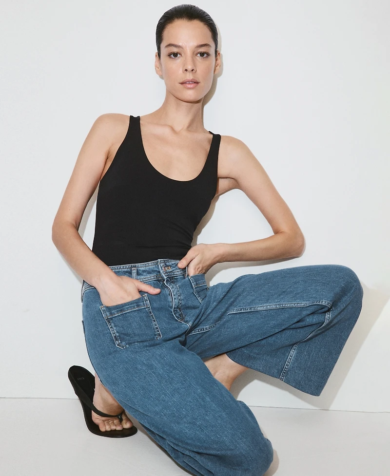 Mango Women's High-Waisted Wide leg Jeans