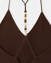 Mango Women's Beads Knit V-Neck Dress