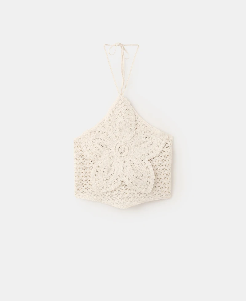 Mango Women's Crochet Floral Top