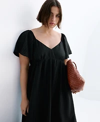 Mango Women's Gathered Detail Textured Dress