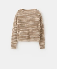 Mango Women's Two-Tone Crocheted Sweater