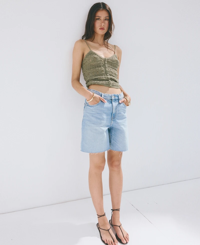 Mango Women's Buttons Open-Knit Top