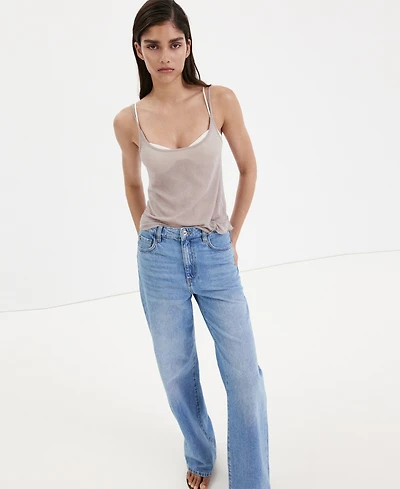 Mango Women's Danila High-Waisted Wide Leg Jeans