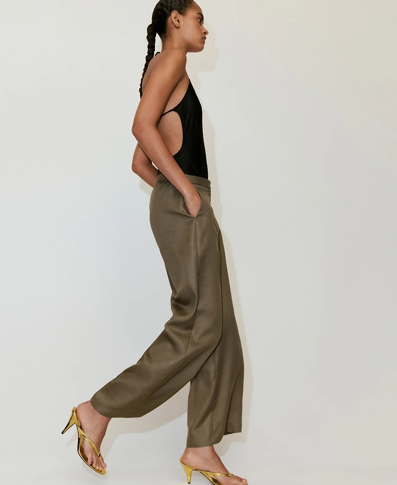 Mango Women's High-Waisted Lyocell Pants