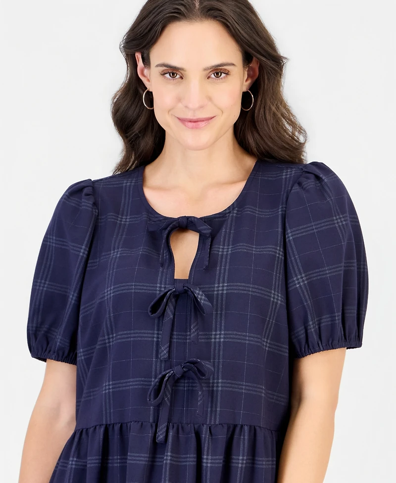 Robbie Bee Petite Candlelight Peach Crewneck Short-Sleeve Dress with Pockets