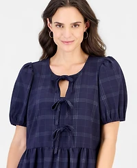 Robbie Bee Petite Candlelight Peach Crewneck Short-Sleeve Dress with Pockets