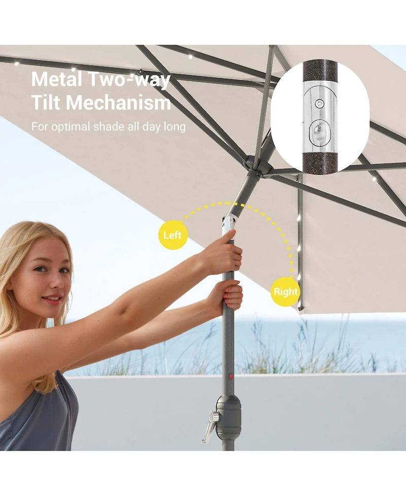 Sonkuki Enhance Your Outdoor Oasis with 10x6.5Feet Led Rectangular Patio Umbrella - Stylish, Durable, and Sun-Protective!