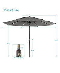 Sonkuki Enhance Your Outdoor Oasis with 10Feet Led 3-layer Patio Umbrella - Stylish, Durable, and Sun-Protective!