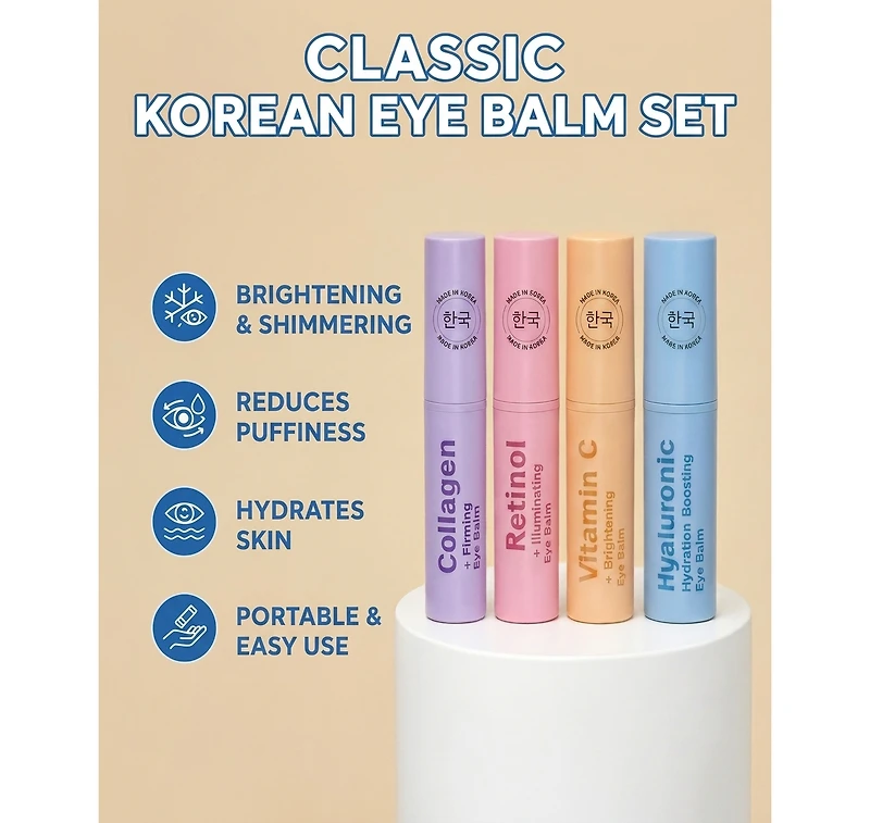 Lovery 4-Step Korean Eye Balm Collection - Korean Skin Care Complete Under-Eye Renewal Set