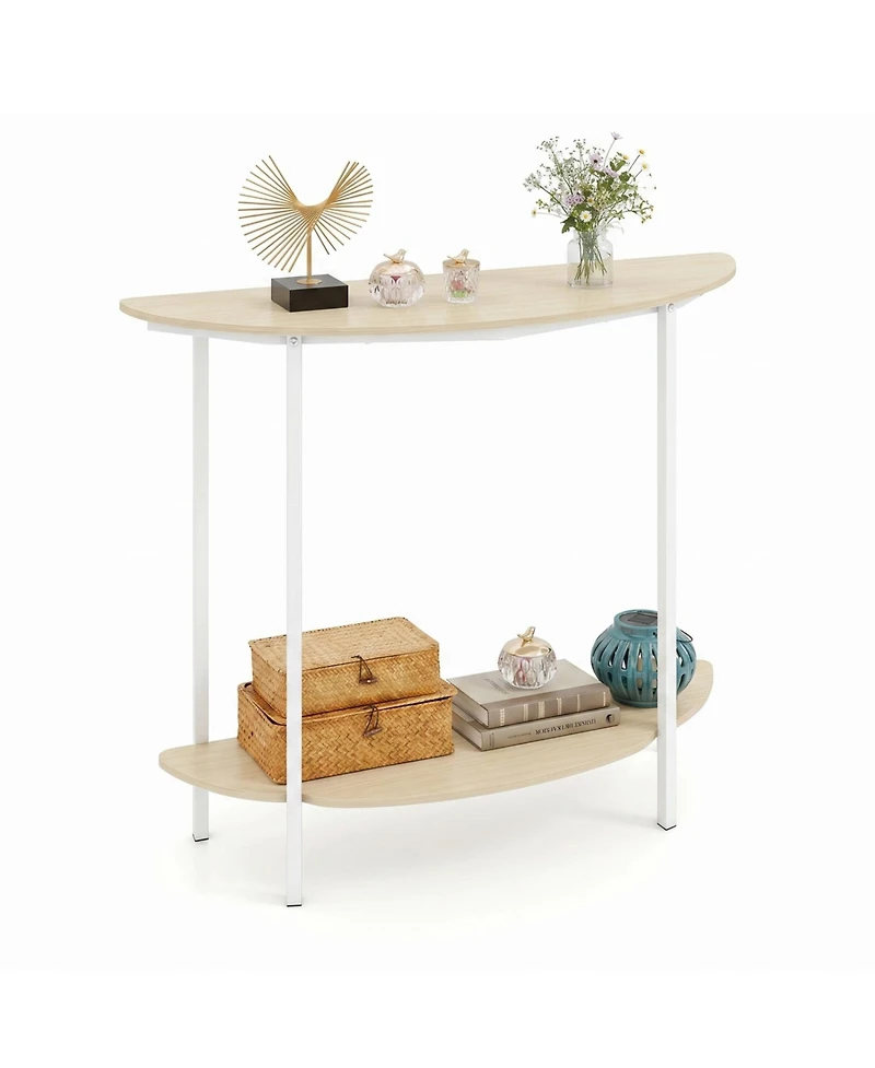 Slickblue Half Moon Entryway Console Table with Storage