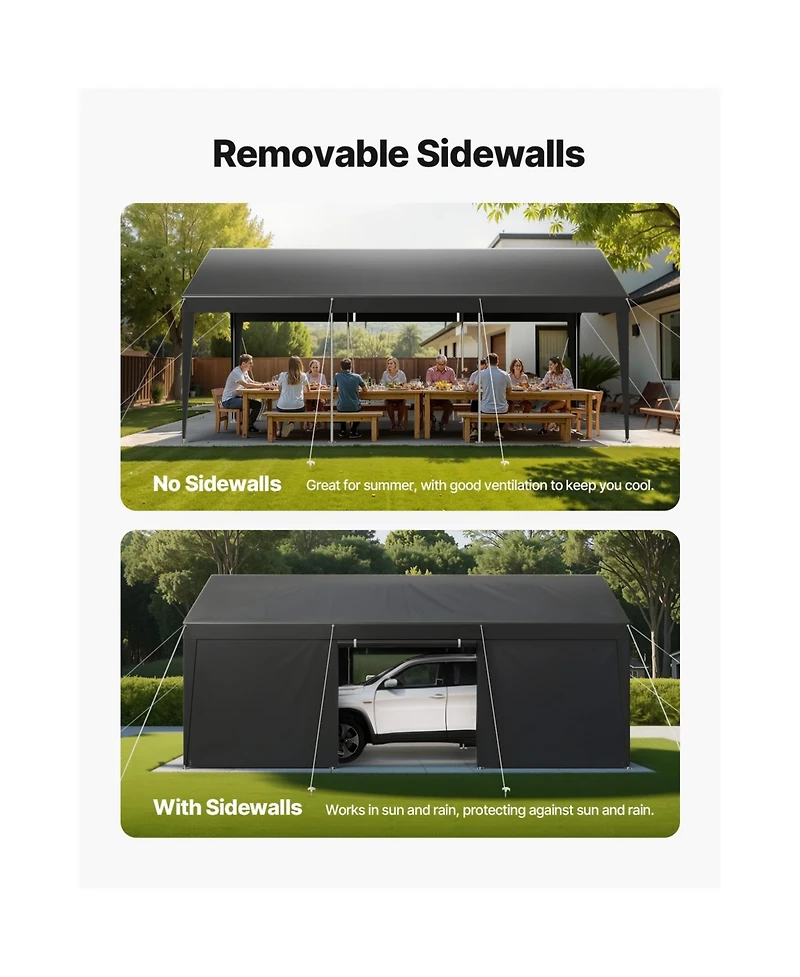 Vevor Carport Car Canopy Heavy Duty Outdoor Car Shelter with Sidewalls