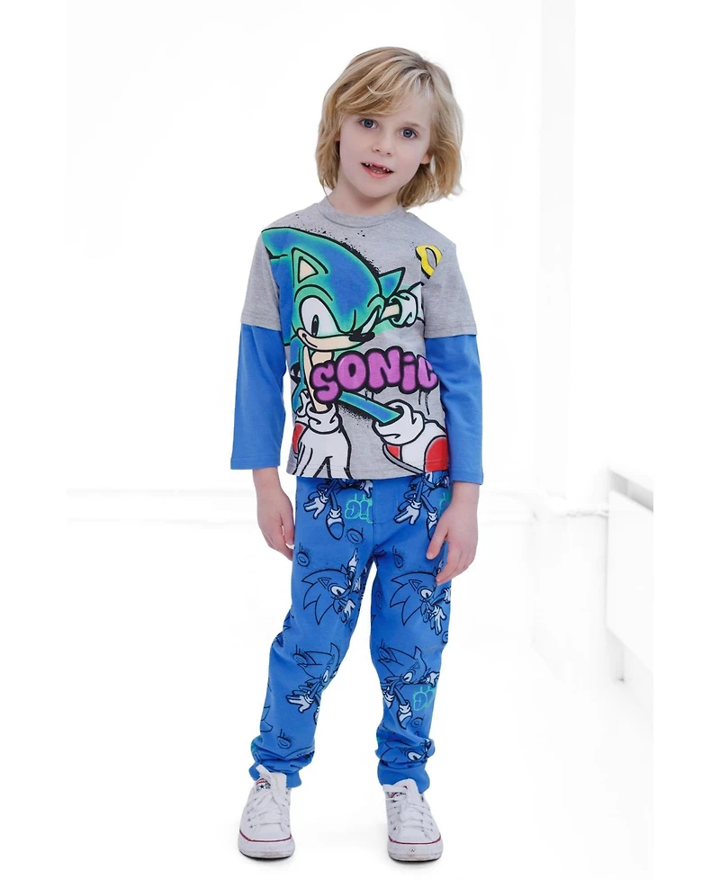 Sonic the Hedgehog Boys' 2-Piece Tee and Fleece Pants Set