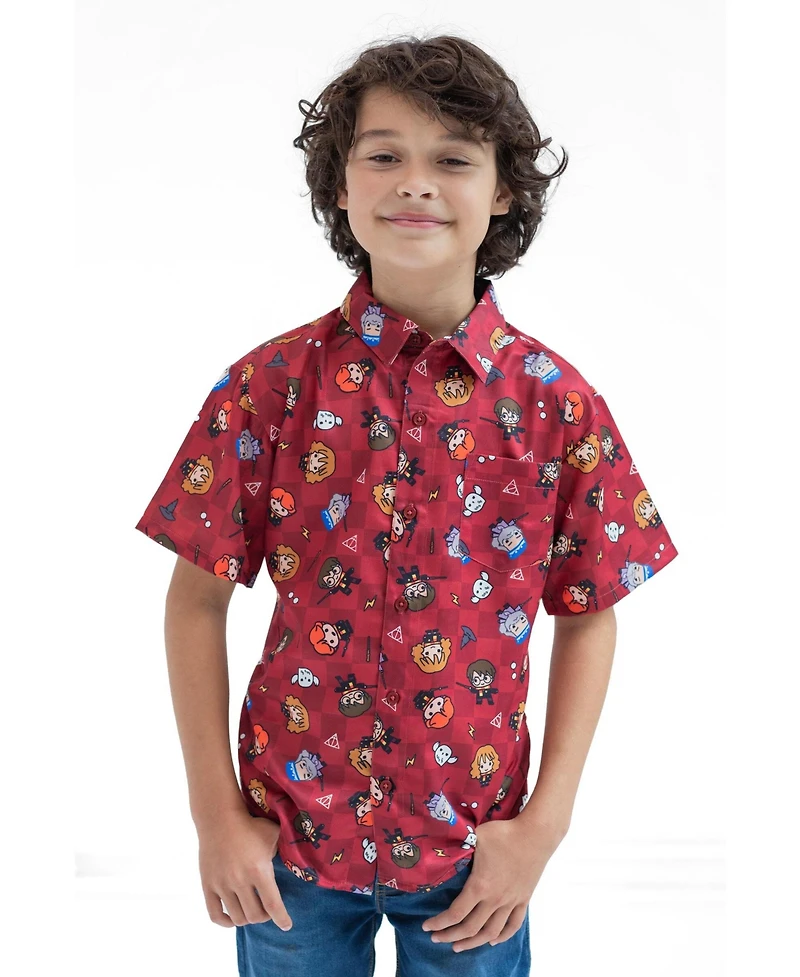 Harry Potter Boys' Short Sleeve Button Down Shirt