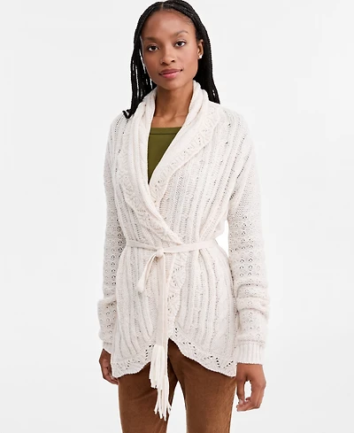 And Now This Women's Petite Tie-Waist Pointelle Cardigan, Macy's Exclusive