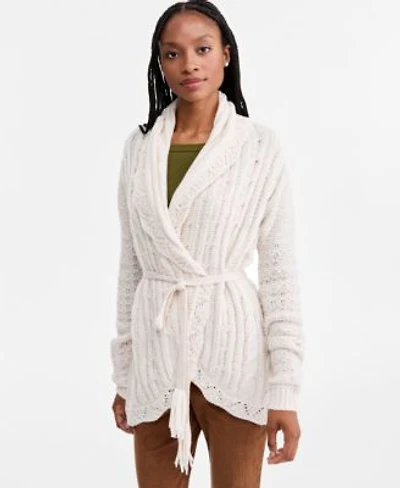 Now This Womens Tie Pointelle Shawl Collar Drop Shoulder Cardigan Macys Exclusive