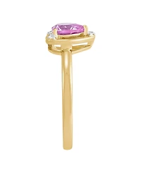 Macy's Lab-Grown Pink Sapphire (1 ct. t.w.) & Lab-Grown White Sapphire (1/20 ct. t.w.) Ring in 14k Yellow Gold-Plated Sterling Silver