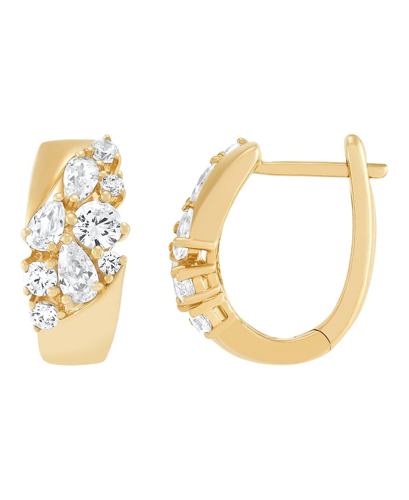 Macy's Lab-Grown White Sapphire (1-7/8 ct. t.w.) Hoop Earrings in 14k Yellow Gold-Plated Sterling Silver