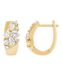Macy's Lab-Grown White Sapphire (1-7/8 ct. t.w.) Hoop Earrings in 14k Yellow Gold-Plated Sterling Silver