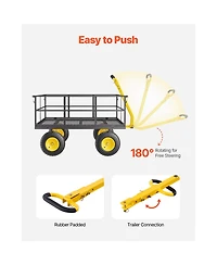 Vevor Steel Garden Cart 1400lb Capacity Heavy Duty Yard Wagon Utility Cart 13in Tires