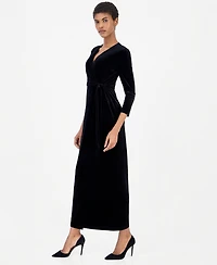 Anne Klein Women's Faux-Wrap Maxi Velvet Gown