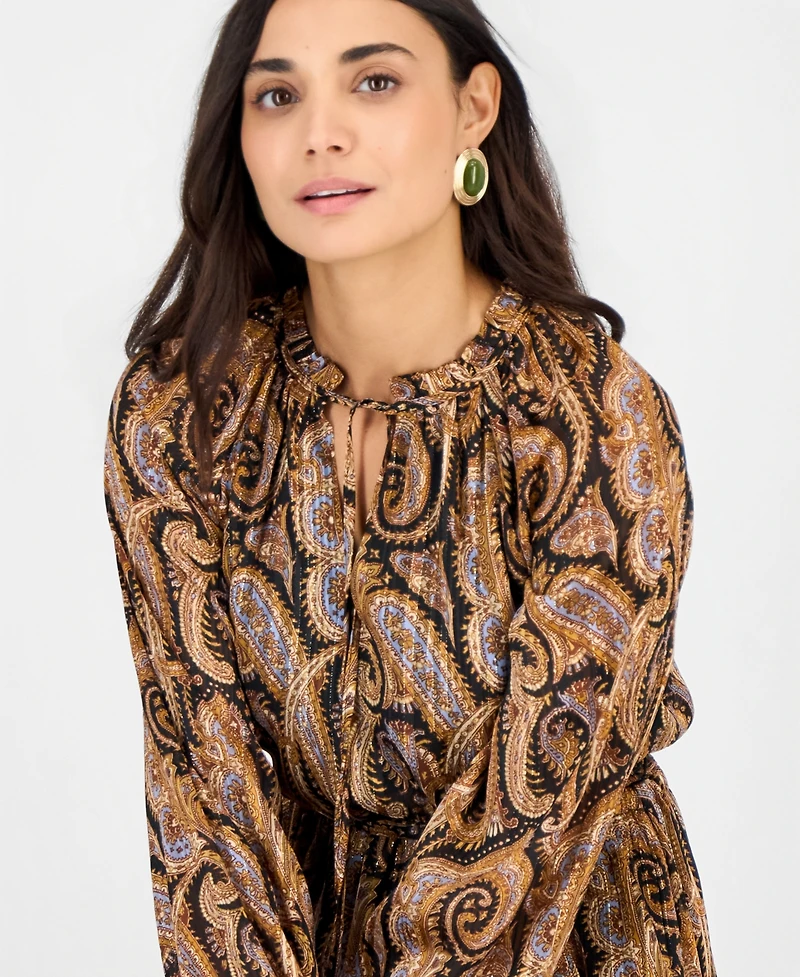 I.n.c. International Concepts Petite Long-Sleeve High-Low Chiffon Dress, Macy's Exclusive