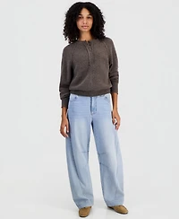 And Now This Women's Henley Long-Sleeve Relaxed-Fit Sweater, Macy's Exclusive