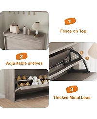 homfan Shoe Cabinet with 3 Flip Drawers - Hidden Wood Storage for Entryway Hallway Living Room