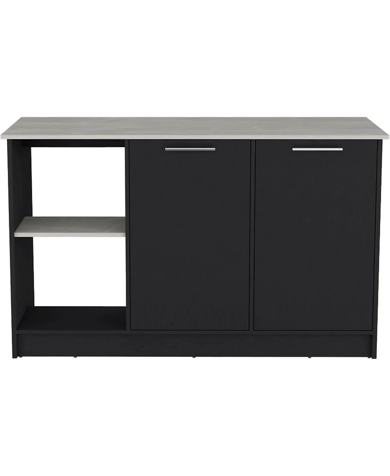 Tuhome Juniper Kitchen Island Black / Ibiza Marble Mdf
