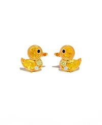 Girls Crew Crystal Rubber Ducky Earrings