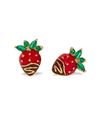Girls Crew Crystal Chocolate Covered Strawberry Stud Earrings