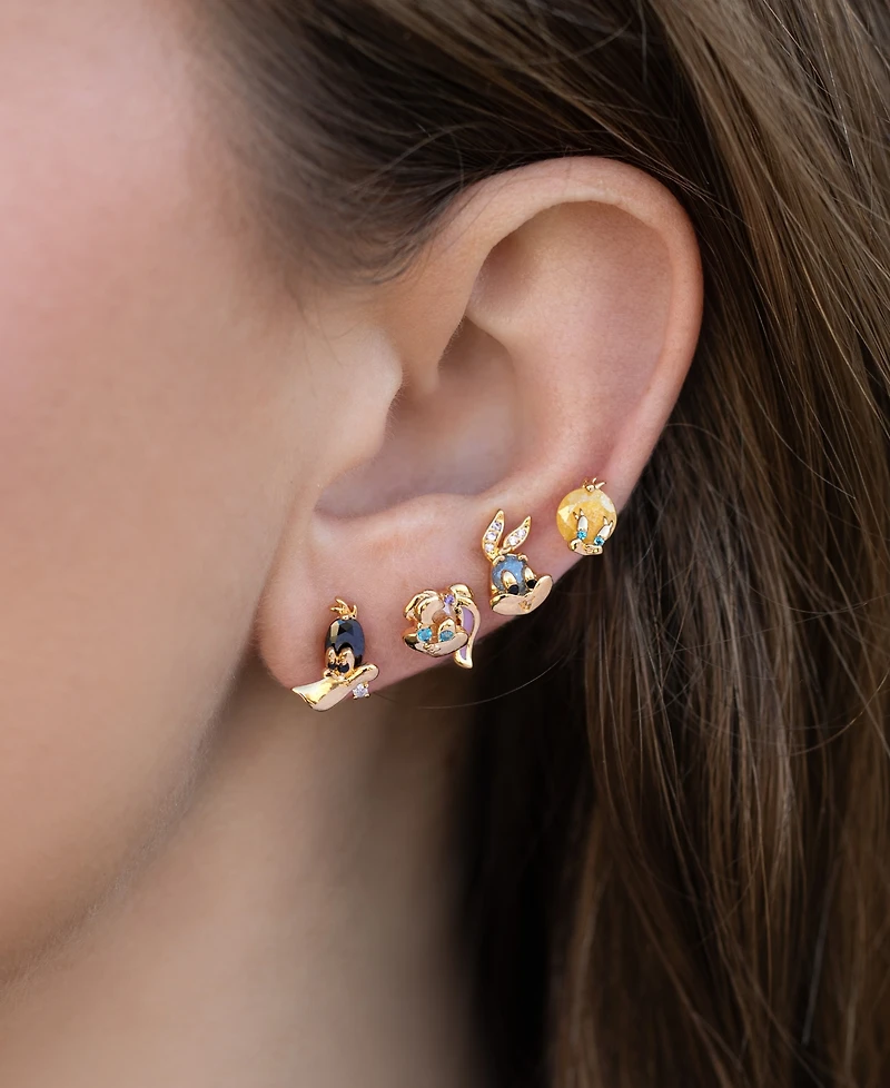 Girls Crew Crystal Looney Tunes Stud Earrings Set
