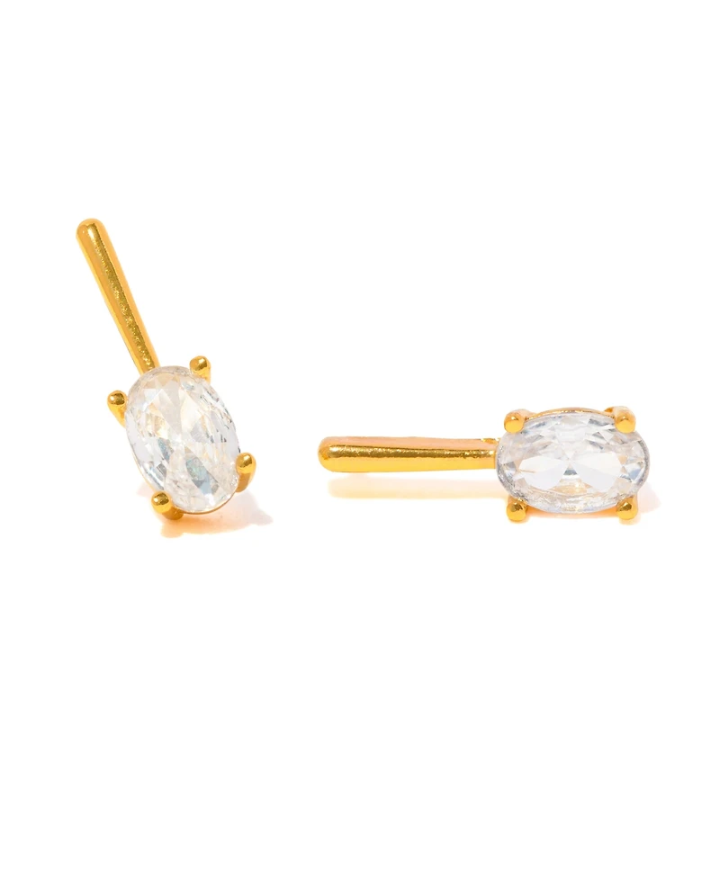 Girls Crew Crystal Cancun Oval Bar Stud Earrings