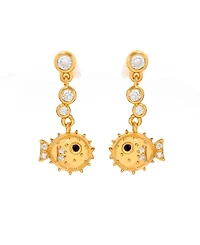 Girls Crew Crystal Pufferfish Dangle Earrings