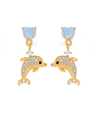 Girls Crew Gold-Plated Crystal Dolphin Dangle Earrings