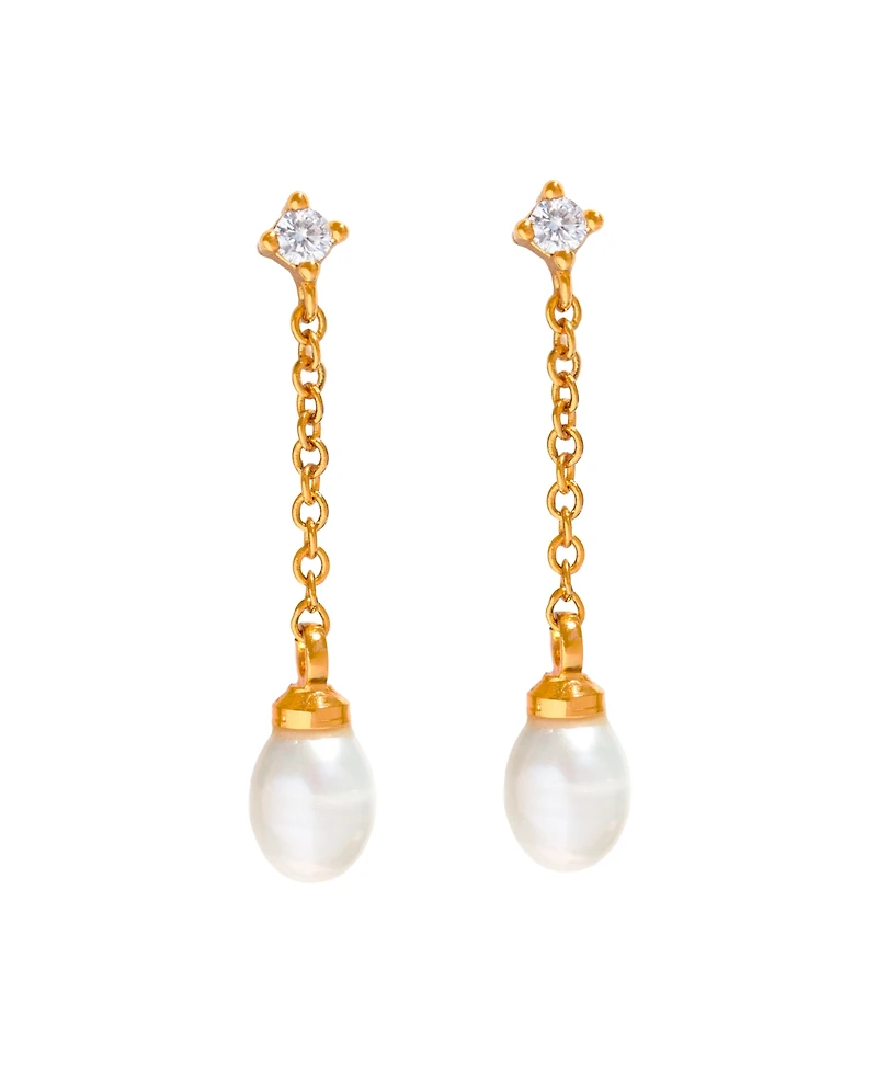 Girls Crew Crystal Falling for You Imitation Pearl Drop Earrings
