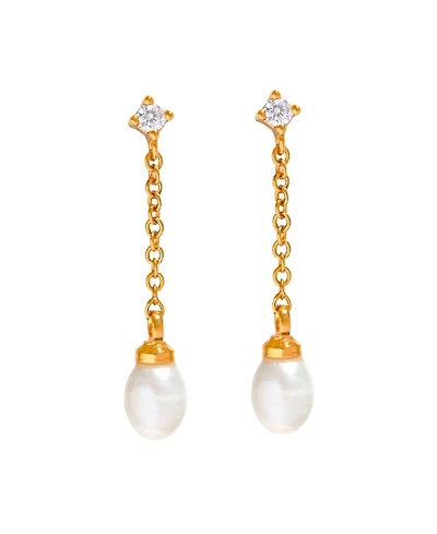 Girls Crew Crystal Falling for You Imitation Pearl Drop Earrings
