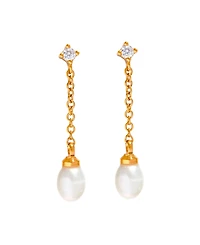 Girls Crew Crystal Falling for You Imitation Pearl Drop Earrings