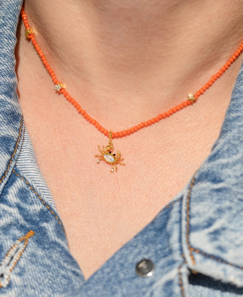 Girls Crew Crystal Sandy Crab Beaded Necklace